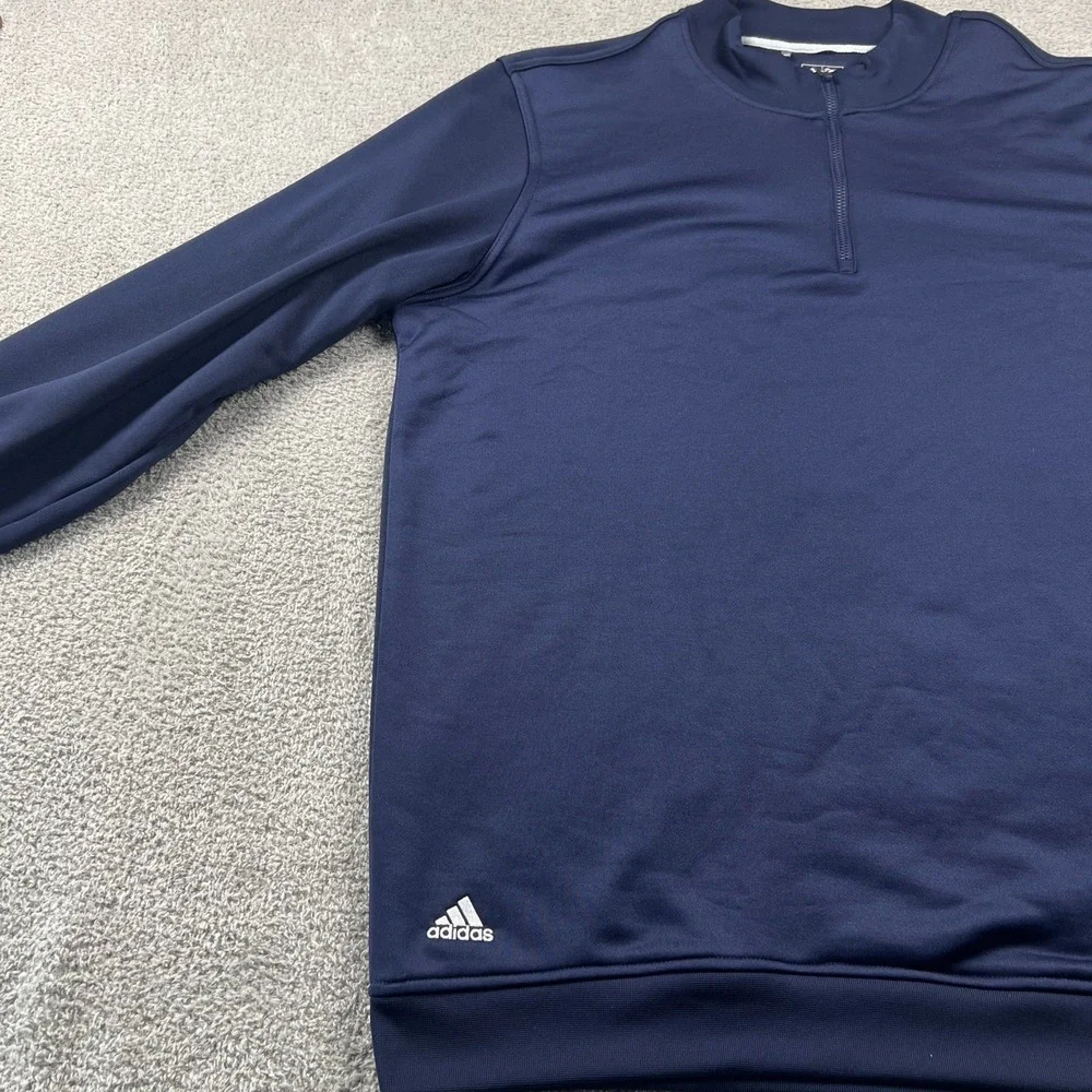 Adidas Quarter Zip Pullover Mens XL‎ Navy Blue Excellent 3 Stripe Performance